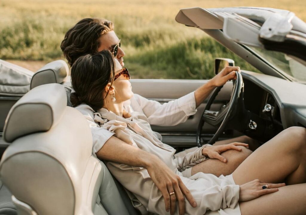 Couple Playing Games on Road Trip